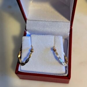 14k two tone gold hoop earrings